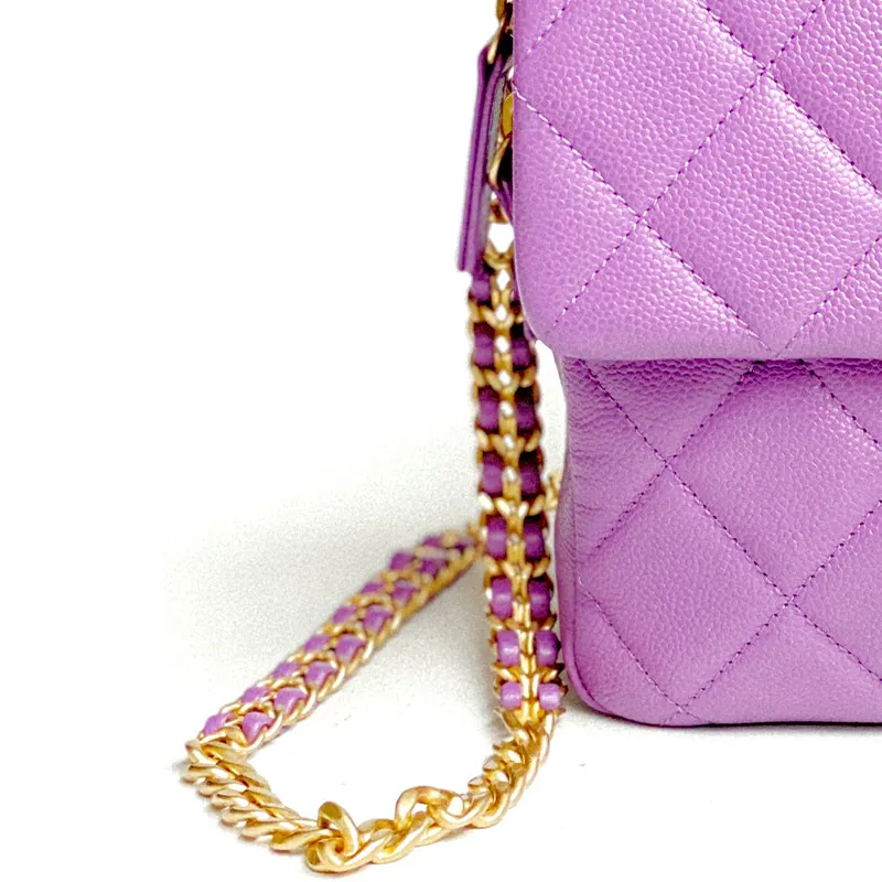 CHANEL Caviar Cow Leather Backpack Women's Purple-2