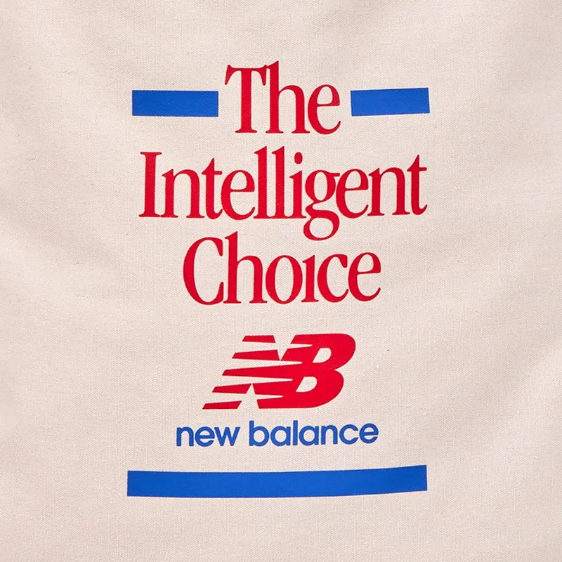 New Balance Graphic Canvas Tote Bag, Shopping Bag, Shoulder Bag Unisex Beige & Red-3