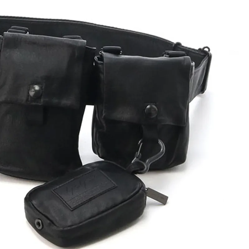 Yohji Yamamoto Leather Fanny Pack Unisex Black-1