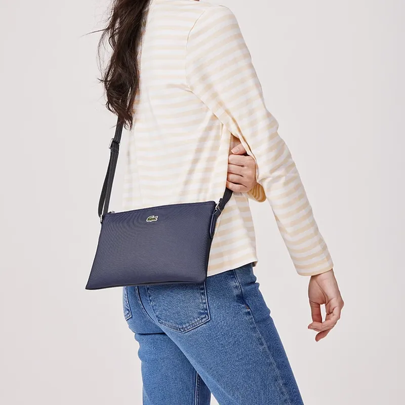 LACOSTE PVC Envelope Bag, Shoulder Bag, Crossbody Bag Trumpets Women's Navy Blue-5