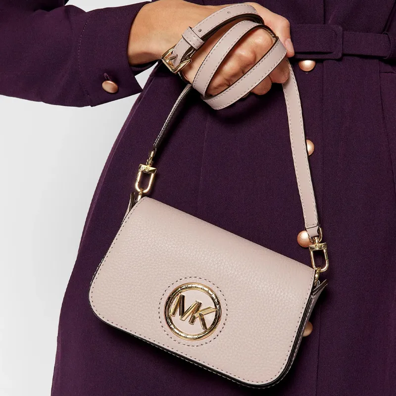 MICHAEL KORS Samira Solid Color Leather Shoulder Bag, Crossbody Bag Women's Pink-4