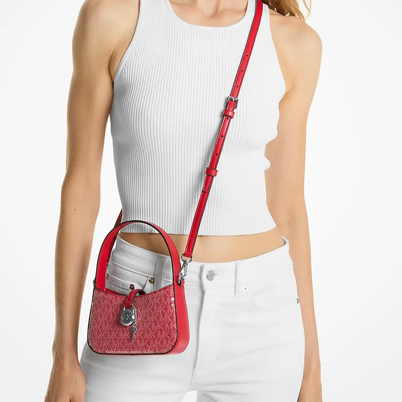 MICHAEL KORS Lyra Canvas Shoulder Bag Crossbody Bag Handbag Extra Small Women's Red-2