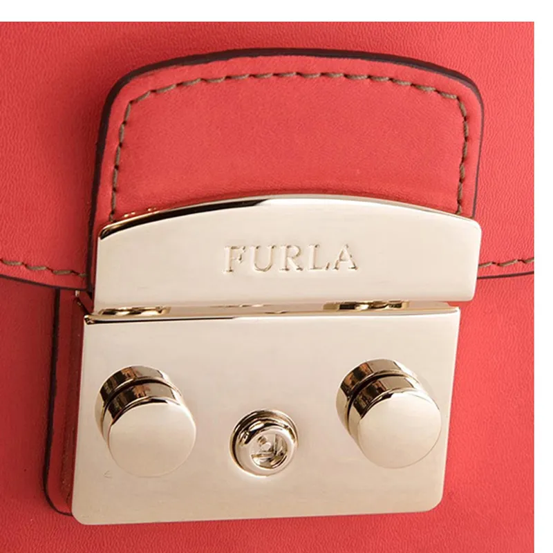 Furla Metropolis Collection Leather Crossbody Bag Women's Red-4