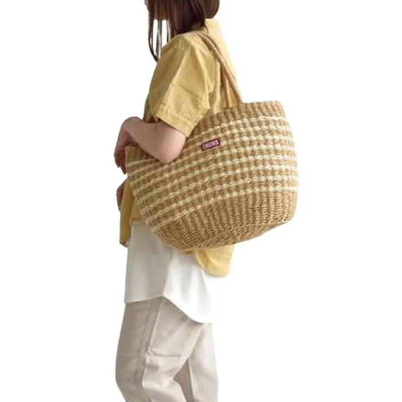 CHUMS Paper Tote Bag, Shopping Bag, Handbag Unisex Light Umber Stripes-2