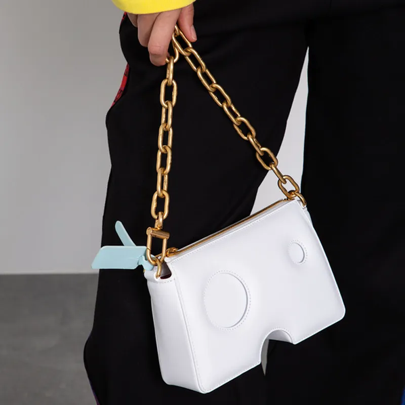 OFF WHITE Leather Shoulder Bag, Crossbody Bag Women's White-2