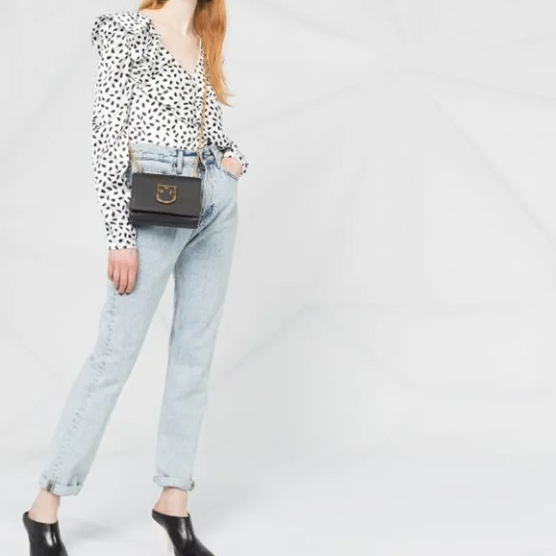Furla Viva Leather Small Square Bag, Crossbody Bag Mini Women's Black-4