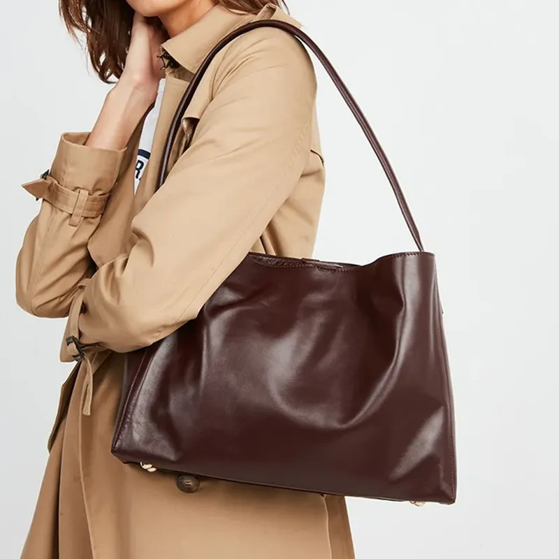 INES DE LA FRESSANGE Calfskin Handbag, Shoulder Bag Tubas Women's Burgundy-3