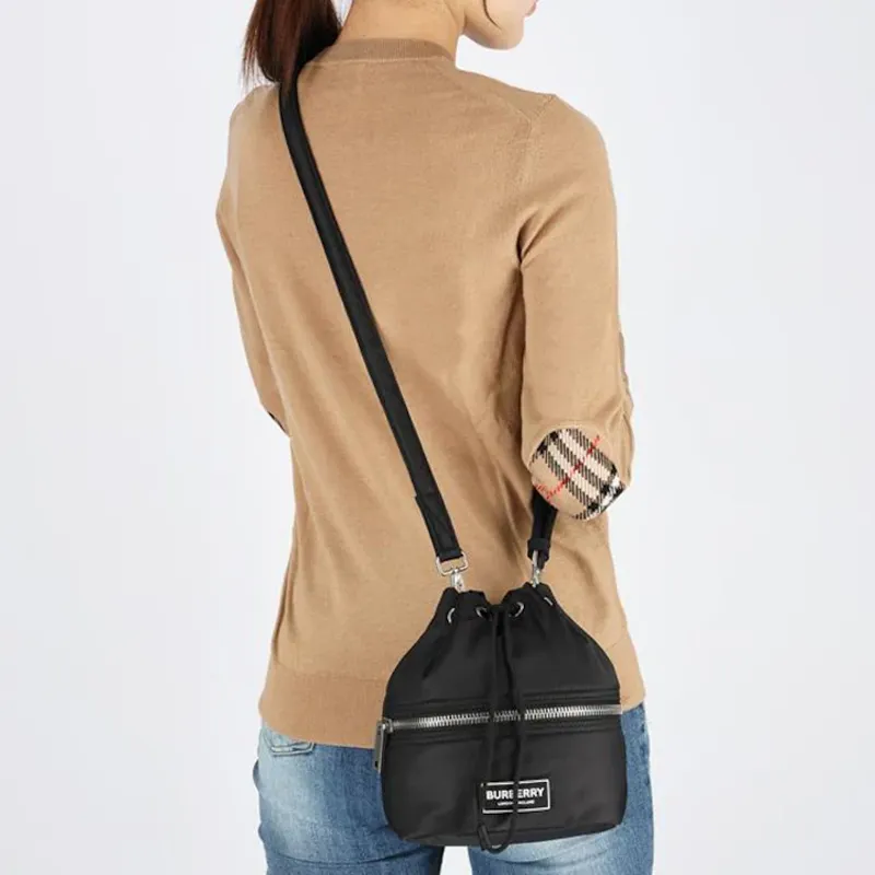 Burberry Nylon Bucket Bag, Shoulder Bag Women's Black-4