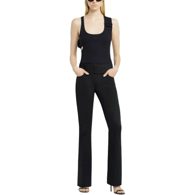 COURREGES Double Buckle 90s Rib Tank Top 'Black'-2