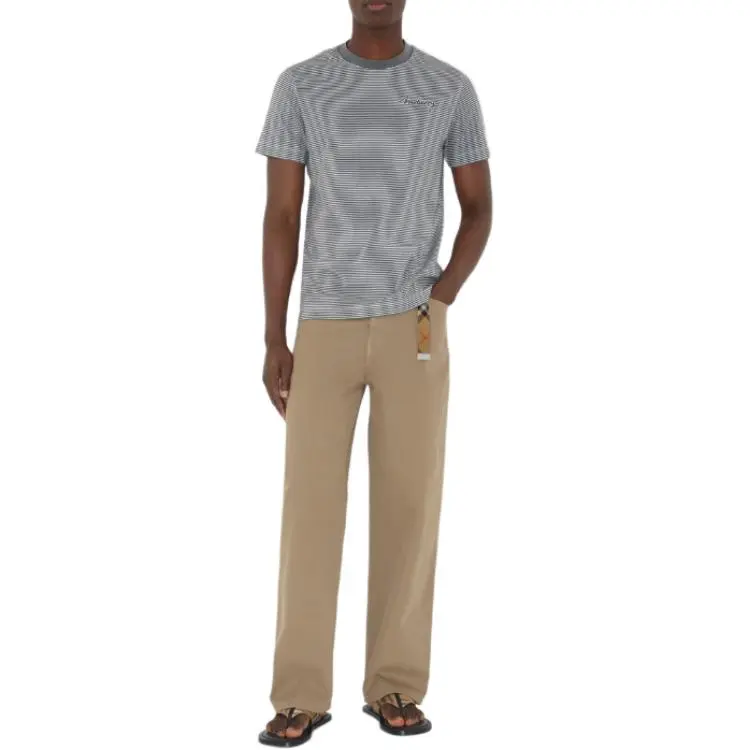 Burberry Logo Printed Striped Crewneck T Shirt-1
