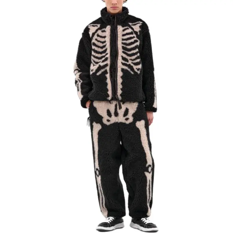 Kapital Bone Boa Reversible Printed Fleece And Nylon Jacket-1