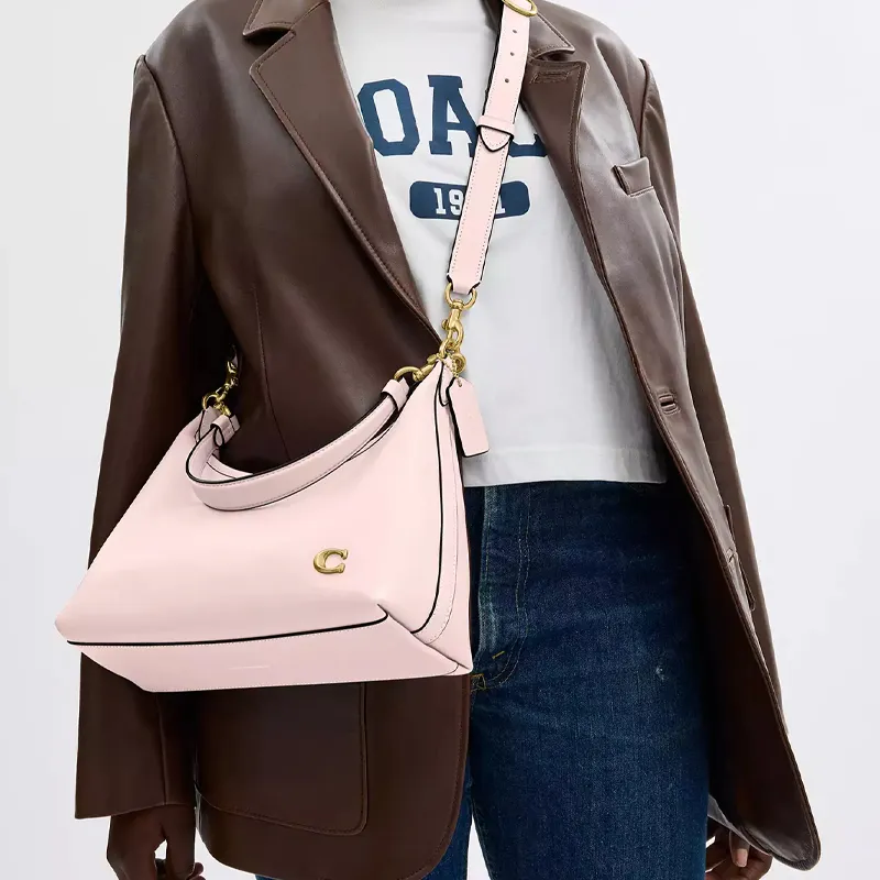 COACH Glove Tanning Handbag Shoulder Bag Crossbody Bag Large Size Women's Blush Pink-3