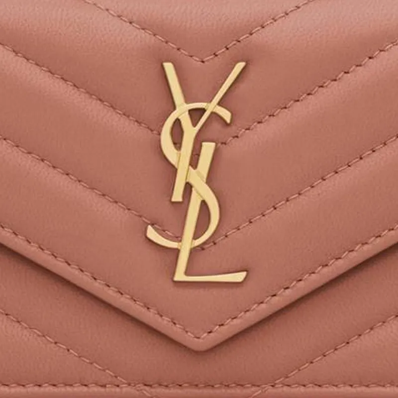 SAINT LAURENT Lambskin Card Holder Women's Light Pink-4