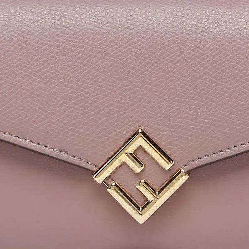 FENDI FF Diamonds Series Calfskin One Shoulder Wallet Women's Pink-4