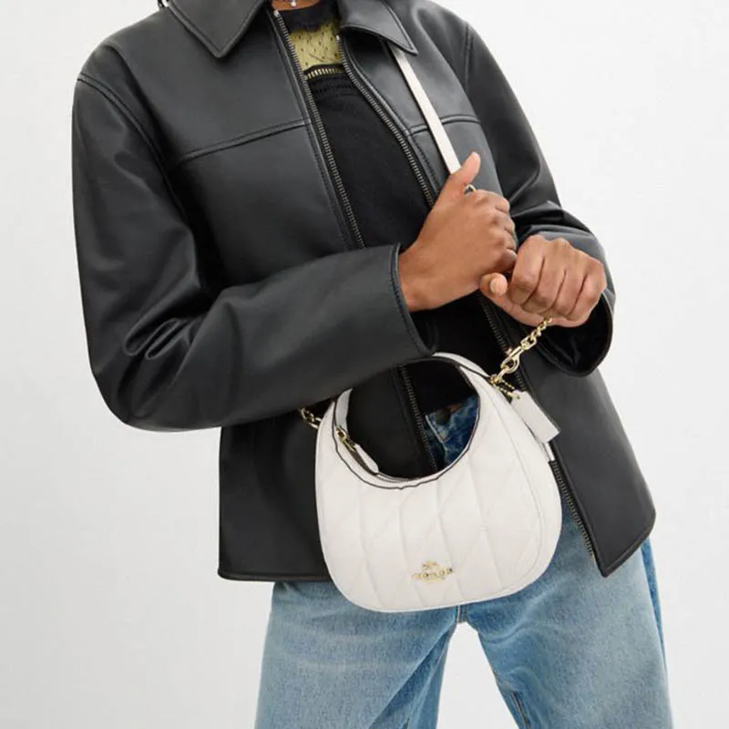 COACH Sheepskin Chain Bag One Shoulder Handbag Mini Women's Chalk White-3