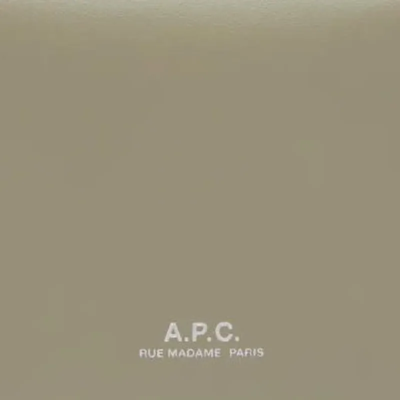 A.P.C Leather Wallet Men's Green Gray Umber-3