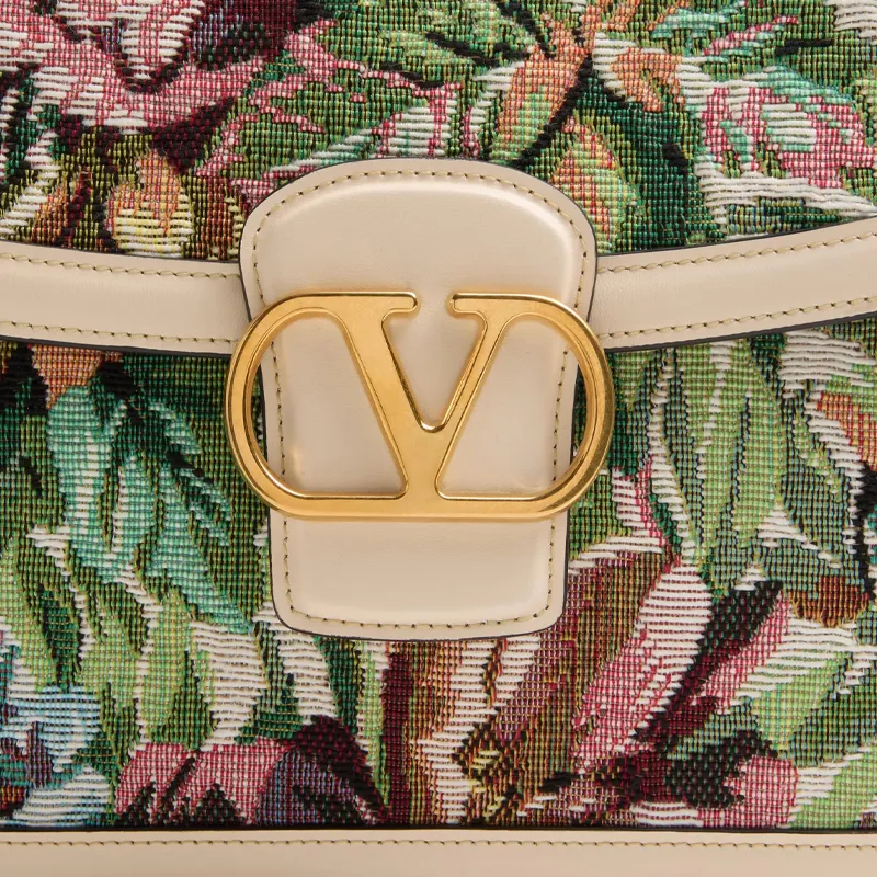 Valentino Jacquard Fabric Shoulder Bag Women's Butter & Multicolor-5
