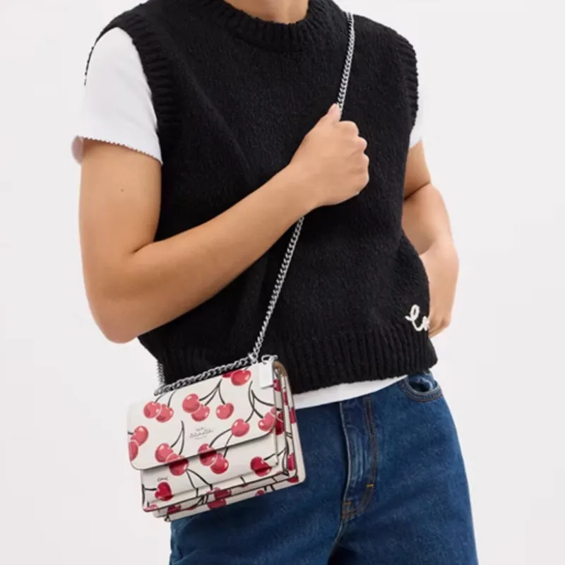 COACH Cow Leather Shoulder Bag Small Size Women's White-4