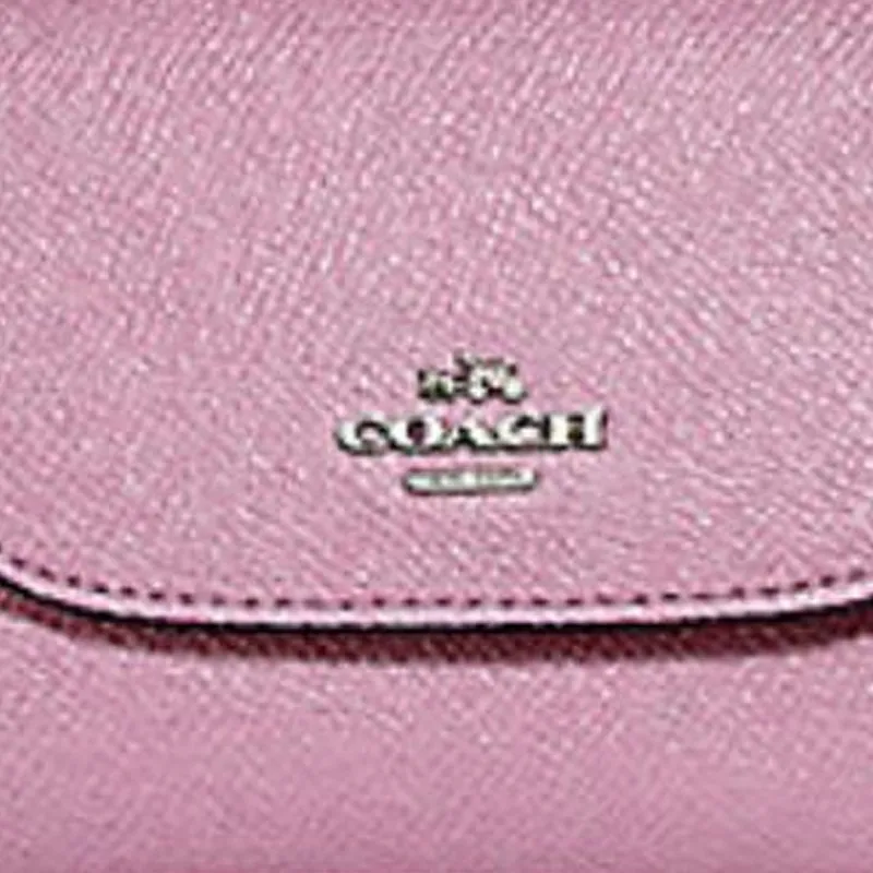 COACH Cross Grain Leather Card Holder, Coin Purse, Wallet Mini Women's Light Purple-3