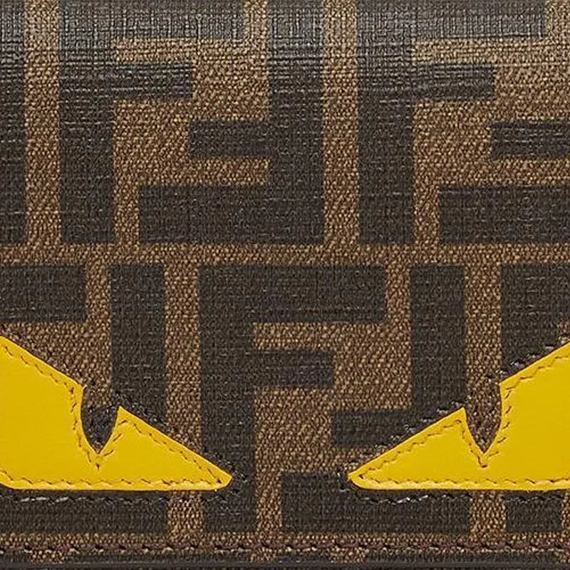 FENDI Cotton Wallet Medium Size Men's Brown-4
