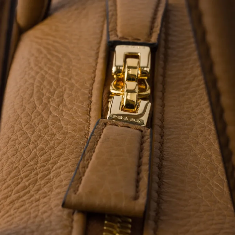PRADA Calfskin Shoulder Bag Medium Size Women's Caramel-5