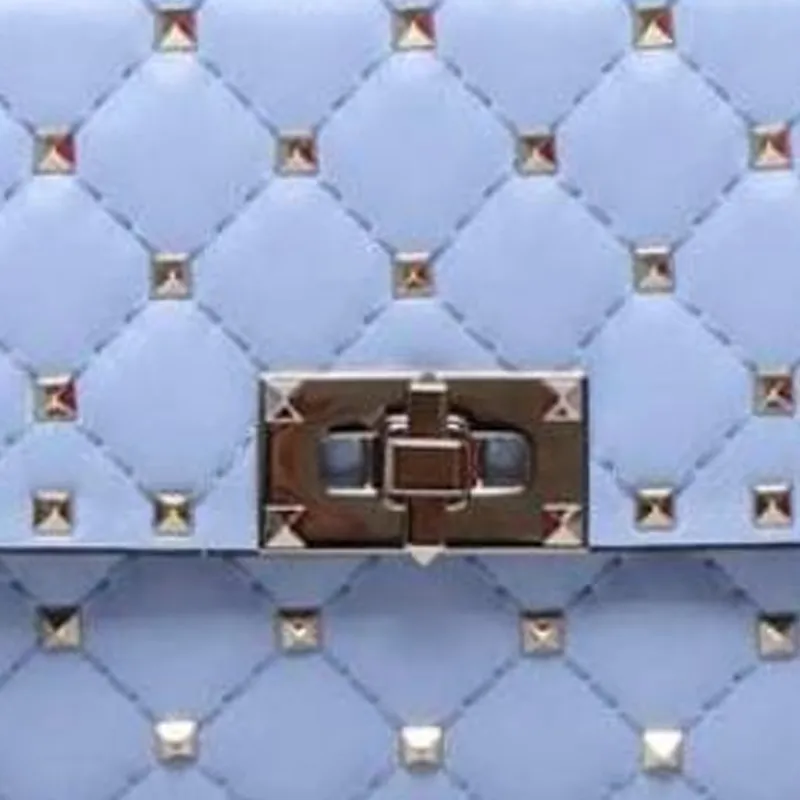 Valentino ROCKSTUD SPIKE Nappa Leather Shoulder Bag Women's Blue-4