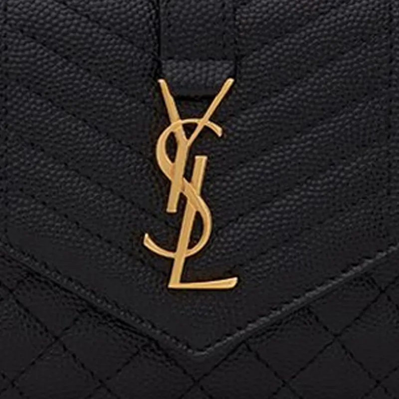 SAINT LAURENT Monogram Leather Wallet Women's Black-3