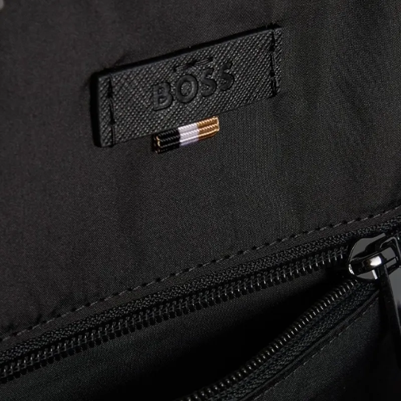HUGO BOSS Regenerated Leather Backpack Medium Size Men's Black-3