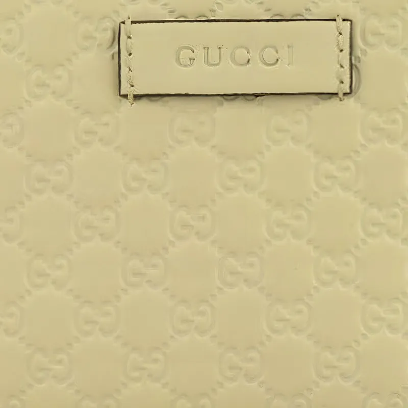 GUCCI Leather Card Holder Wallet Women's Beige Yellow-3
