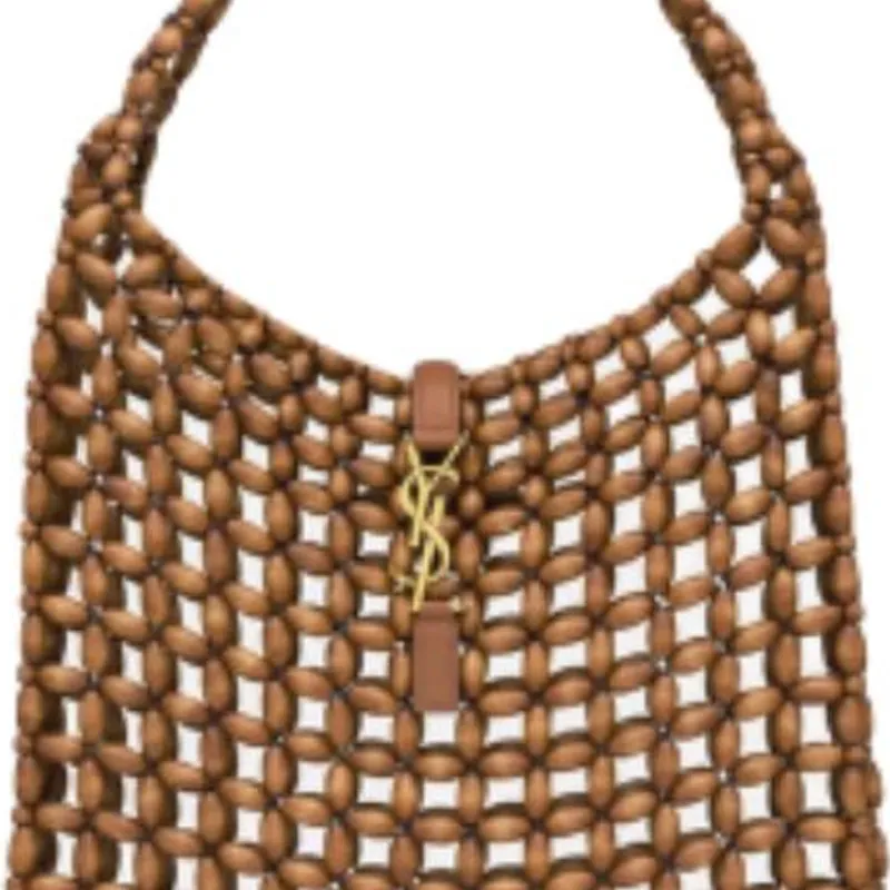 SAINT LAURENT LE5A7 Wooden Shoulder Bag Tubas Women's Light Wood & Brick Red-5