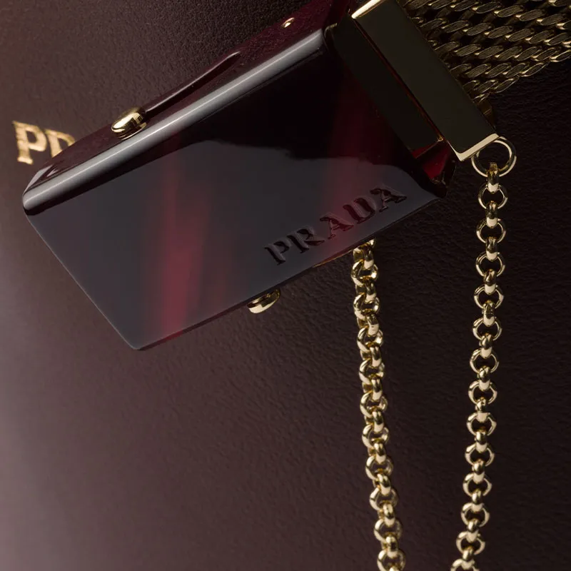 PRADA Cow Leather Bucket Bags Shoulder Bags Women's Brown-5