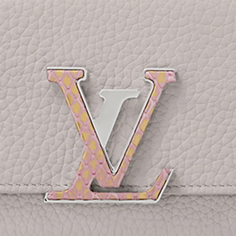 LOUIS VUITTON Capucines Cow Leather Wallet Women's Bloom Gray-4
