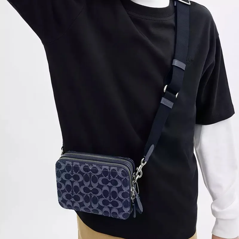 COACH Charter Denim Shoulder Bag Small Size Men's Dark Blue-5