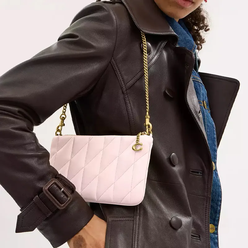 COACH Pouch Nappa Leather Shoulder Bag Small Size Women's Blush Pink-4