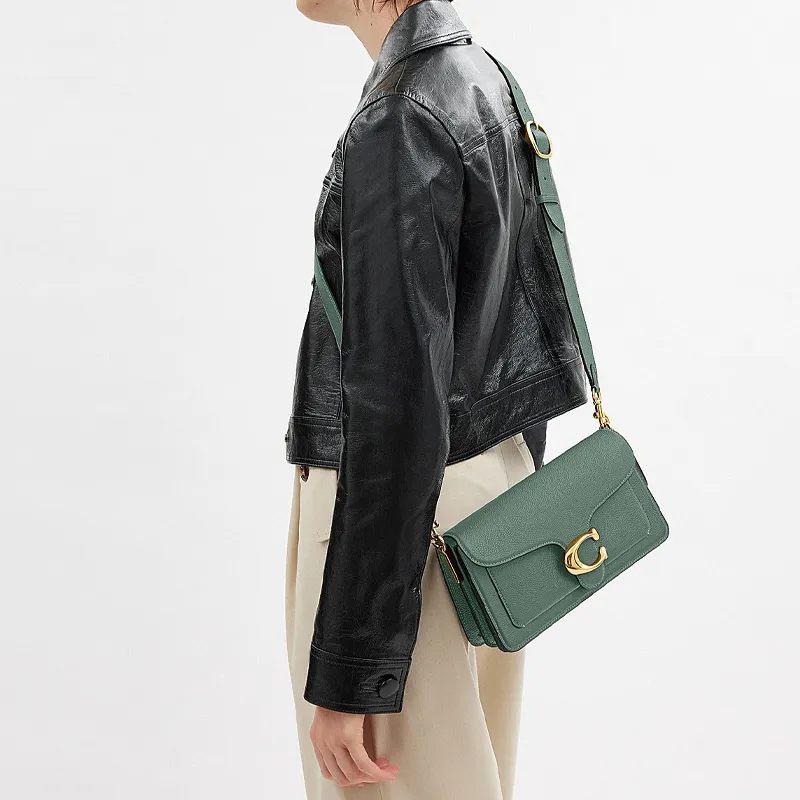 COACH Tabby Polished Pebbled Leather One Shoulder Handbag Medium Size Women's Sage Green-5