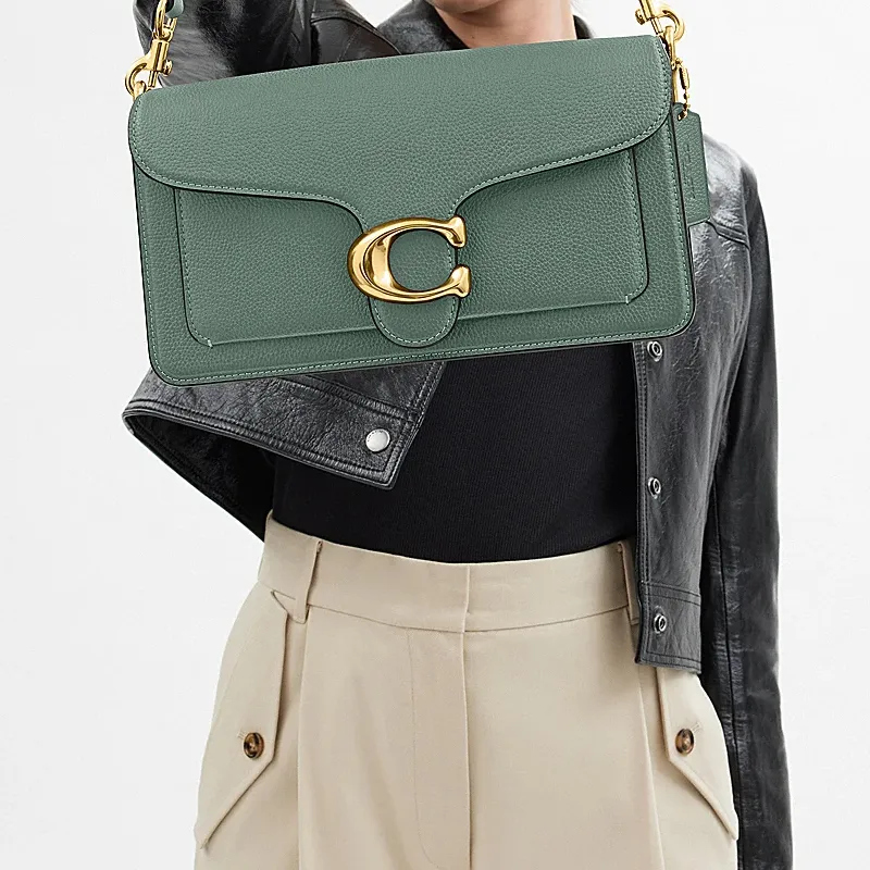 COACH Tabby Polished Pebbled Leather One Shoulder Handbag Medium Size Women's Sage Green-4