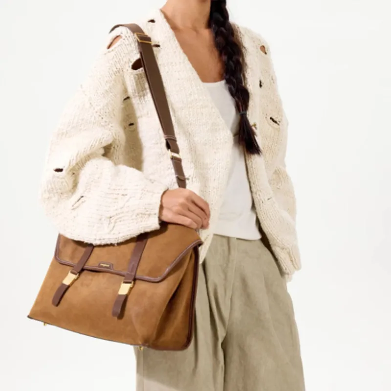 Songmont Suede Briefcase, Backpack Trumpets Unisex Desert Green/Dusk Brown-3