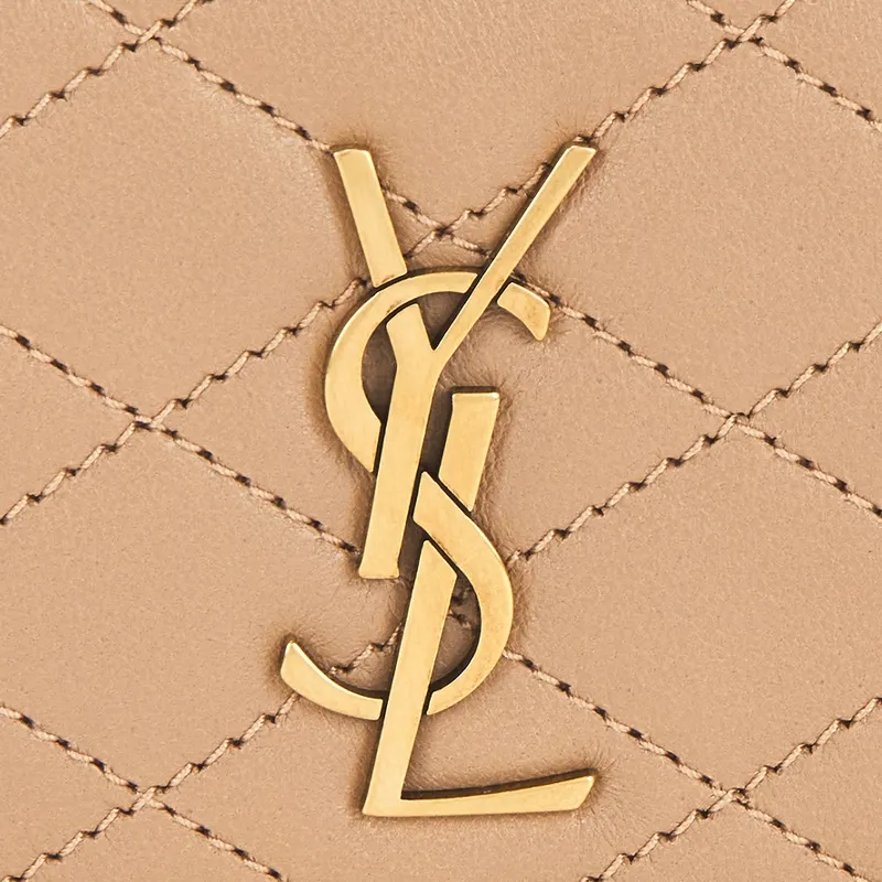 SAINT LAURENT GABY Quilted Leather Shoulder Bag Women's Beige-6