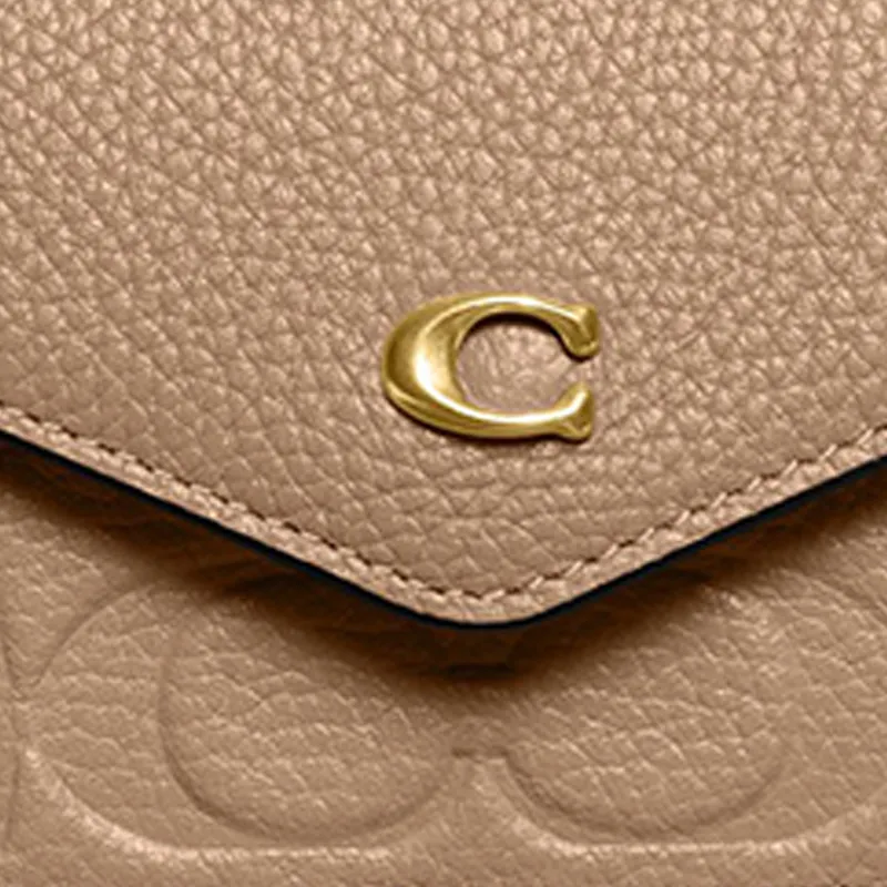 COACH Wyn Polished Grained Leather Card Holder Wallet Small Size Women's Nude-3