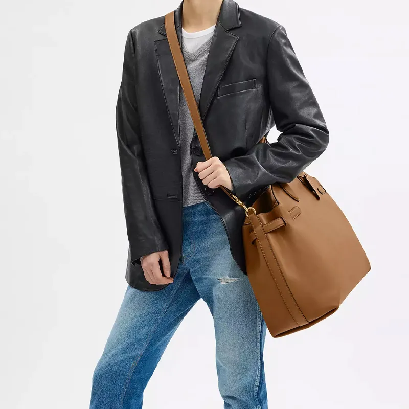 COACH Empire Carryall Textured Leather One Shoulder Handbag Large Size Women's Brass & Honey Brown-7
