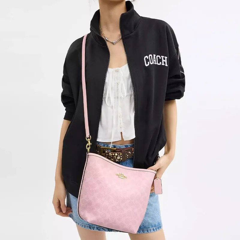 COACH City Bucket Coated Canvas Bucket Bag, Shoulder Bag Small Size Women's Pink-4