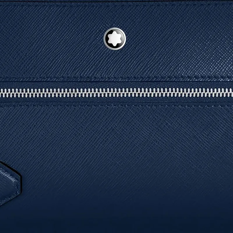 MONTBLANC Full Grain Cow Leather Toiletry Bag Men's Pen Blue-7