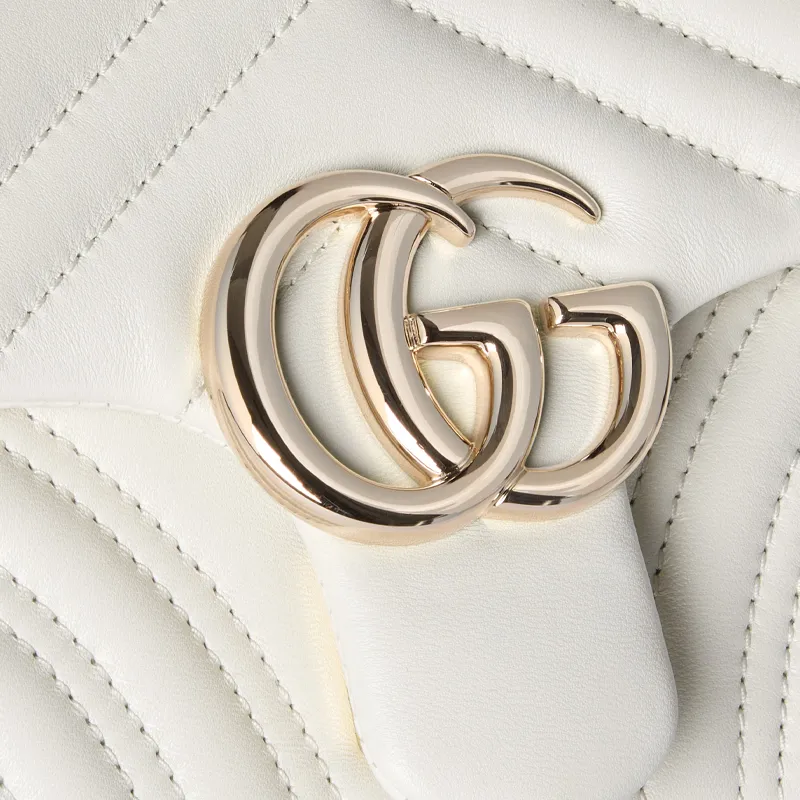 GUCCI GG Marmont Lambskin Shoulder Bag Trumpets Women's White-6