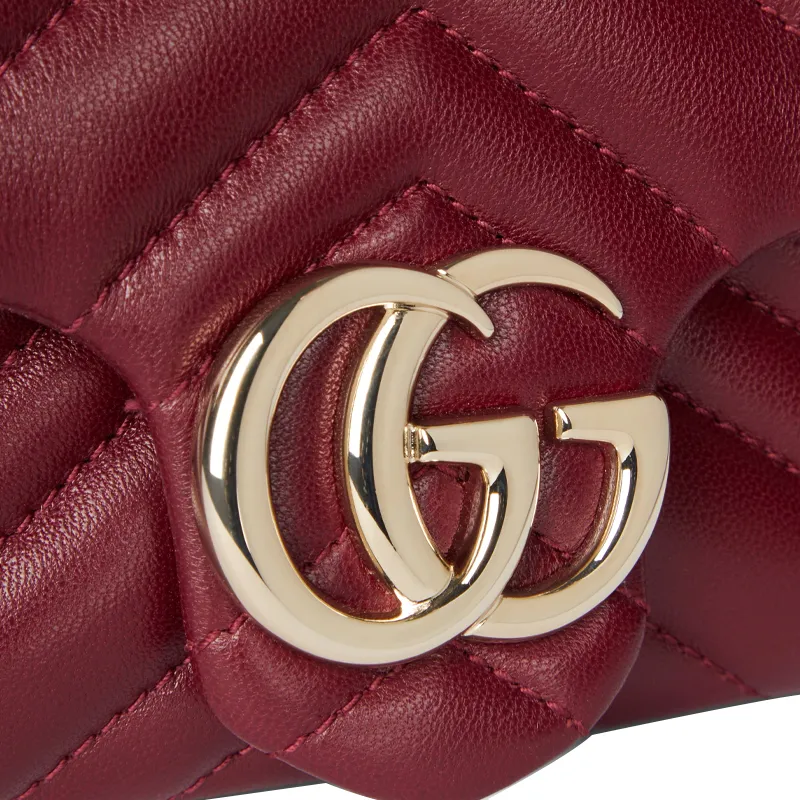 GUCCI GG Marmont Lambskin Shoulder Bag Mini Women's Burgundy-6