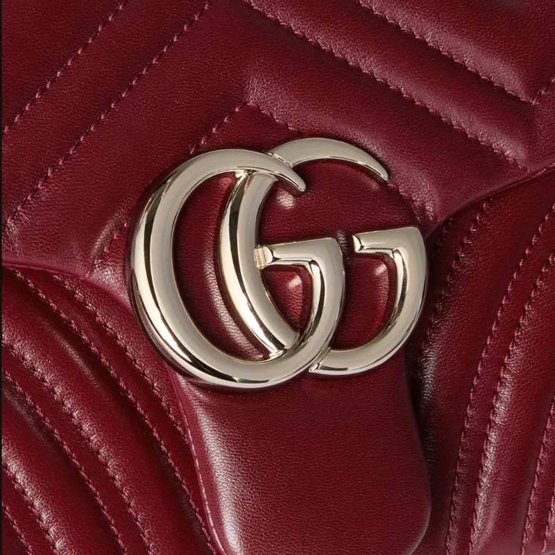 GUCCI GG Marmont Calfskin Shoulder Bag Medium Size Women's Red-6