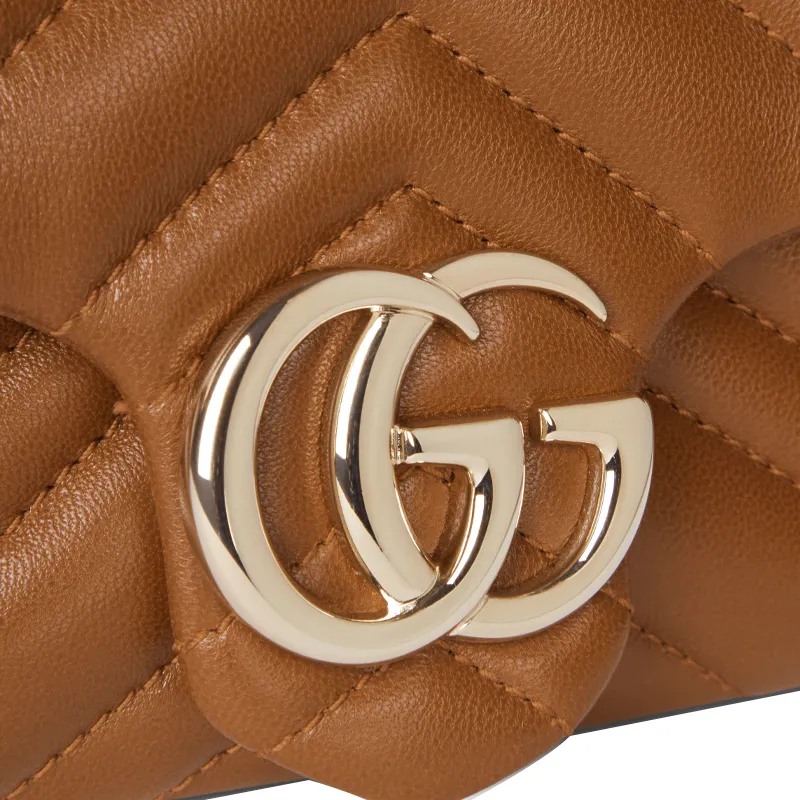 GUCCI GG Marmont Lambskin Shoulder Bag Mini Women's Brown-6