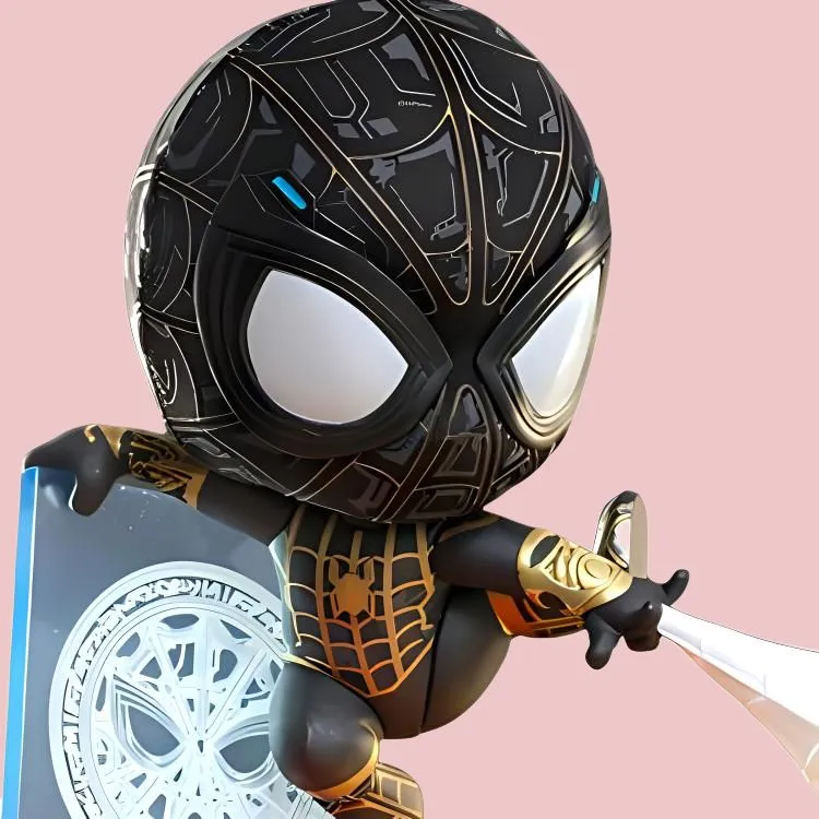 Hot Toys Spider Man Cosb916 The Hero Returns Black Gold Armor Edition Chibi Figures-3