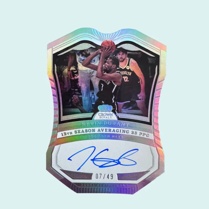PANINI 2021 22 Crown Royale Crown, KD 49 Stitch, Irregular Shape Signature, Same Back, Autograph Card Sports Cards 1 Pc-3