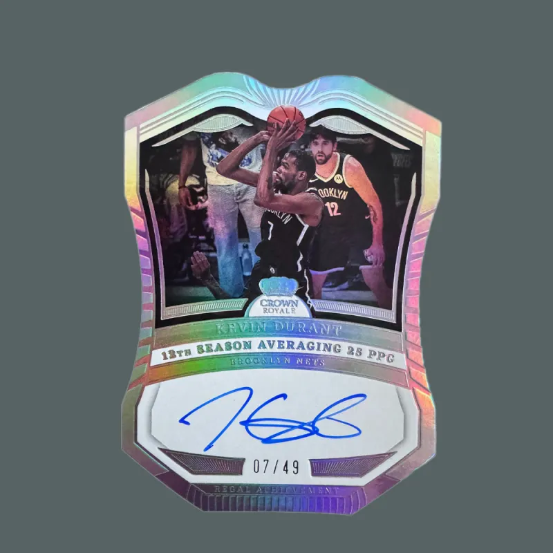 PANINI 2021 22 Crown Royale Crown, KD 49 Stitch, Irregular Shape Signature, Same Back, Autograph Card Sports Cards 1 Pc-2