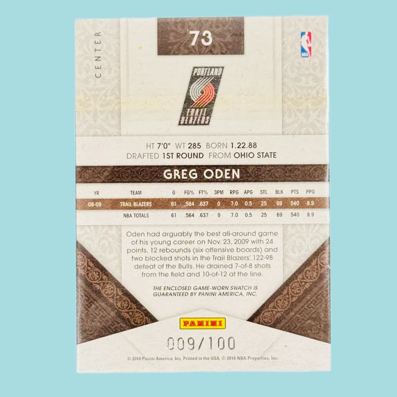 PANINI Greg, Odgen, Trail Blazers, Star, Physical Material Cut Special Card 100 Mesh, Good Condition Sports Cards 1 Pc-2